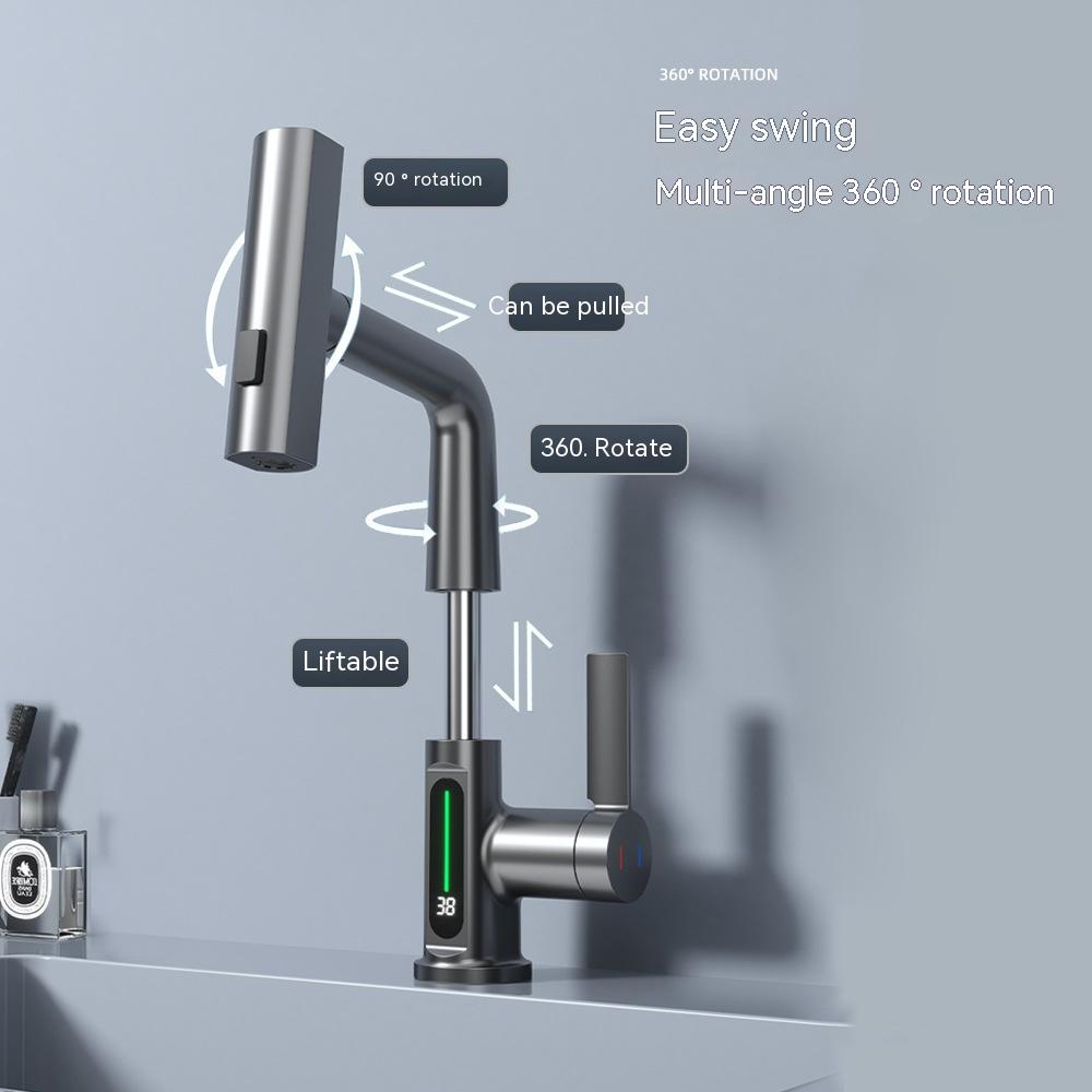 Multifunctional Digital Display Pull-out Faucet - Wholesalus