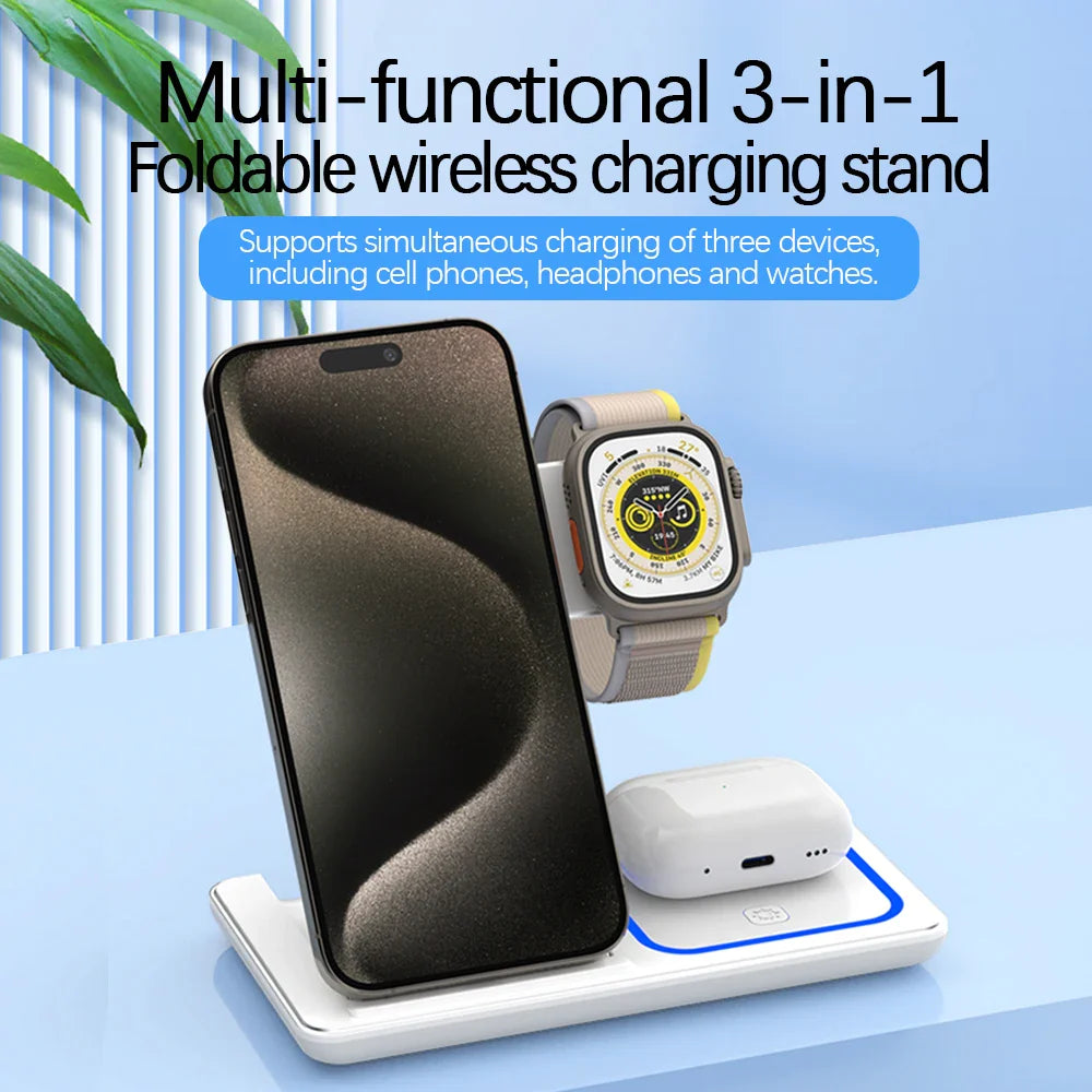 3 in 1 Foldable Wireless Charging Stand - Wholesalus