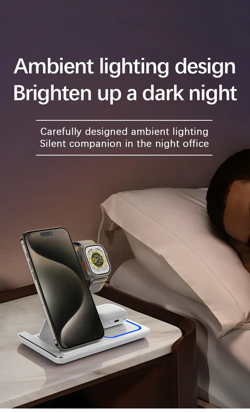 3 in 1 Foldable Wireless Charging Stand - Wholesalus