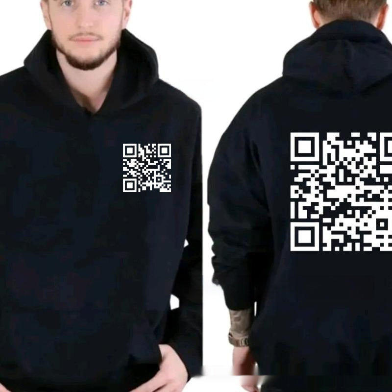 F K You QR Code Hoodie Cross-border European Code Plus Size Men's And Women's Same Fleece-lined QR Code Hoodie - Wholesalus