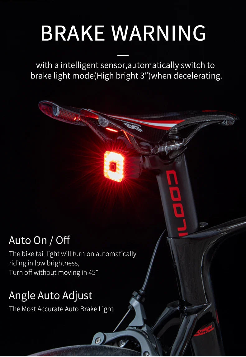USB Smart Bicycle Brake Tail Light - Wholesalus