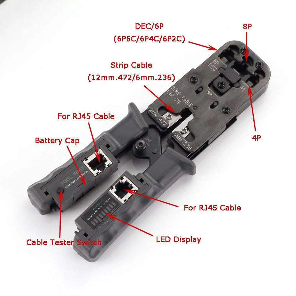 2 in 1 Network Cable Tester Crimping Tool - Wholesalus