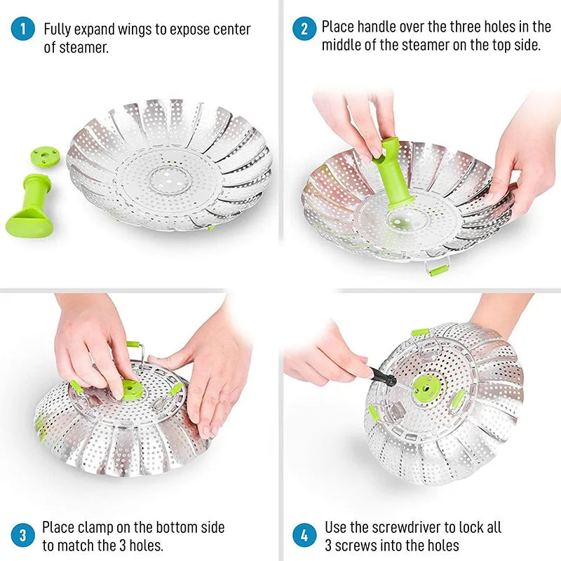 Stainless Steel Collapsible Mesh Steamer Basket - Wholesalus