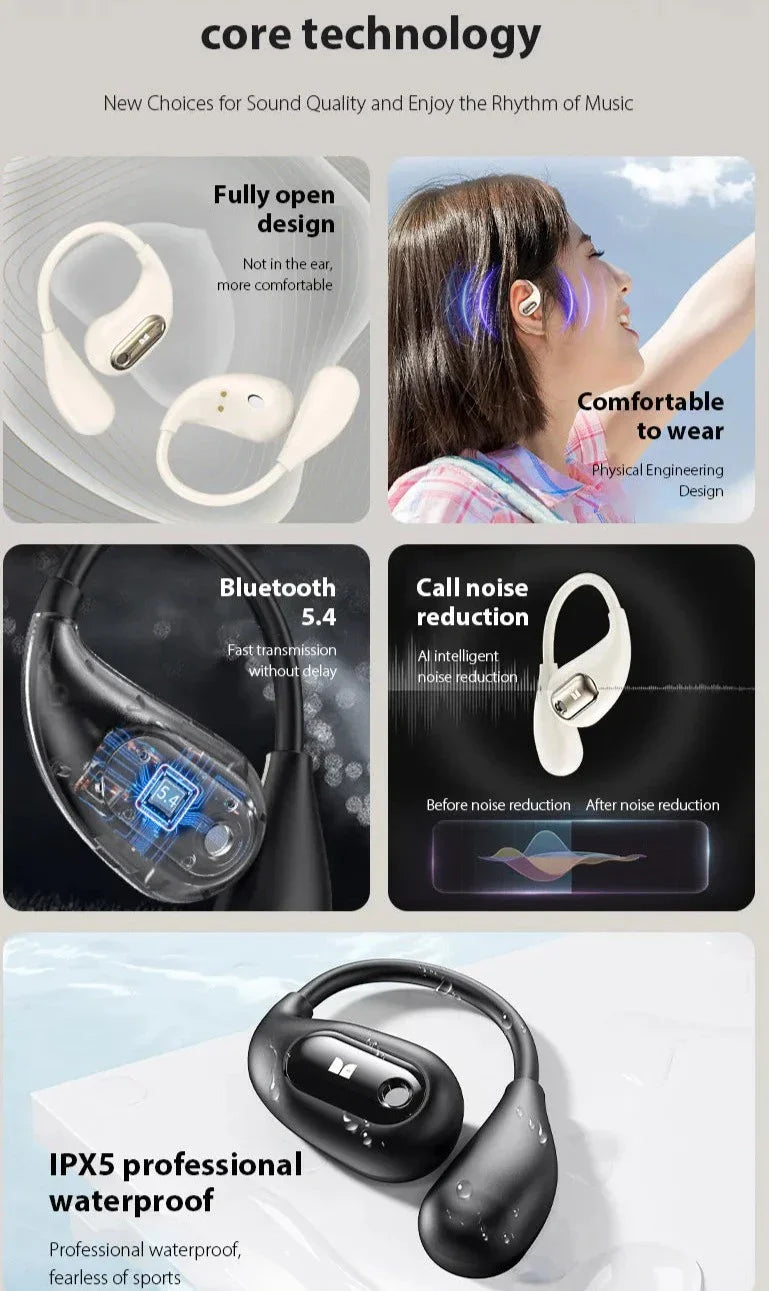 Bone Conduction Bluetooth Touch Control Earbuds - Wholesalus