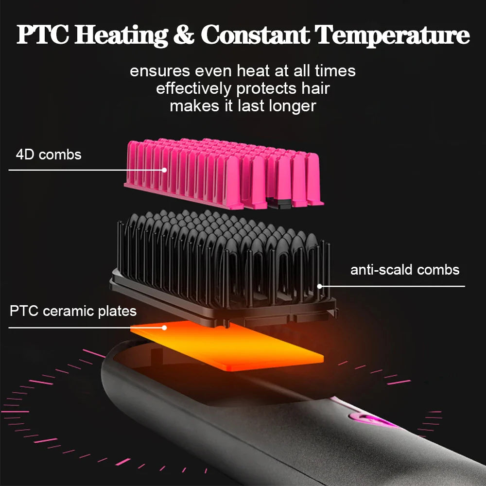 Wireless Hair Straightener Comb - Wholesalus