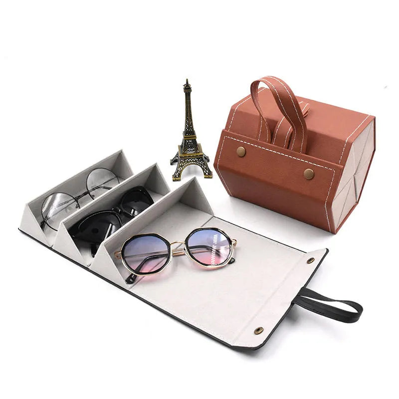 Foldable Leather Sunglasses Case - Wholesalus