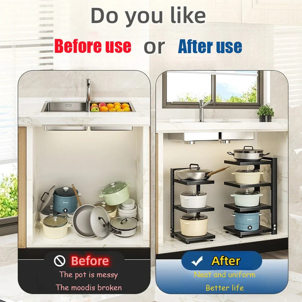Adjustable Kitchen Pot Storage Rack - Wholesalus