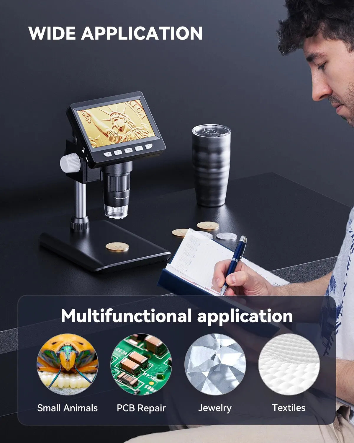 LCD Digital Microscope With Stand - Wholesalus
