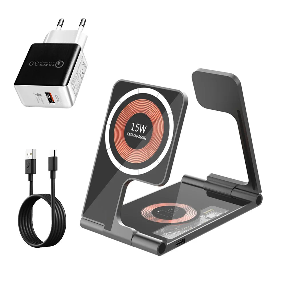 3 in 1 Foldable Magsafe Wireless Charger - Wholesalus
