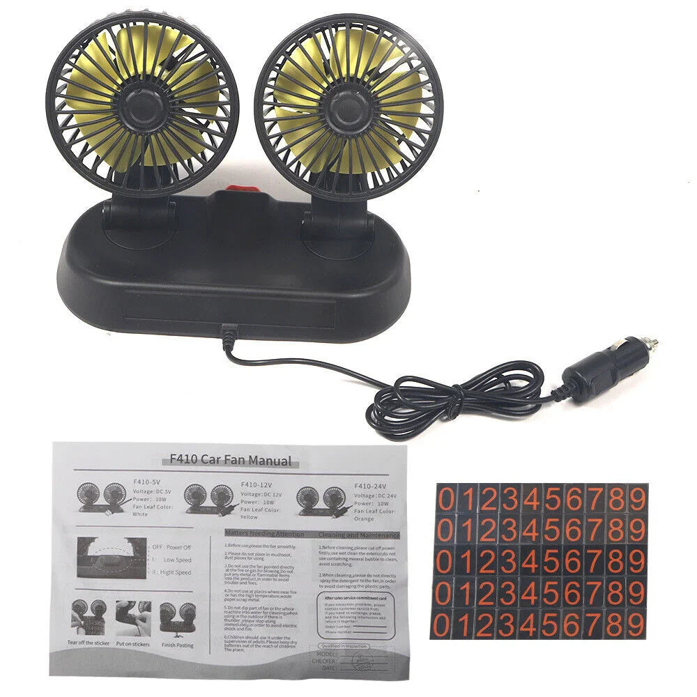 Portable Dual Head Car Air Cooling Fan - Wholesalus