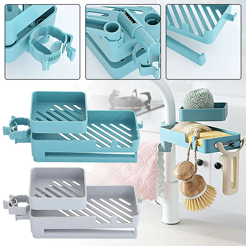 Double Floor Faucet Swivel Sponge Drain Rack - Wholesalus