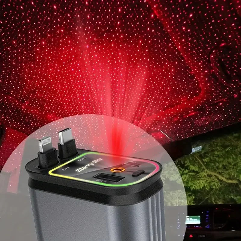 Car Retractable 4 in 1 Fast Charger With Roof Lighting - Wholesalus