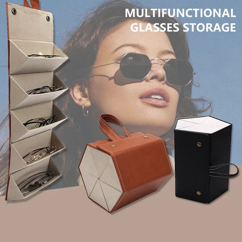 Foldable Leather Sunglasses Case - Wholesalus