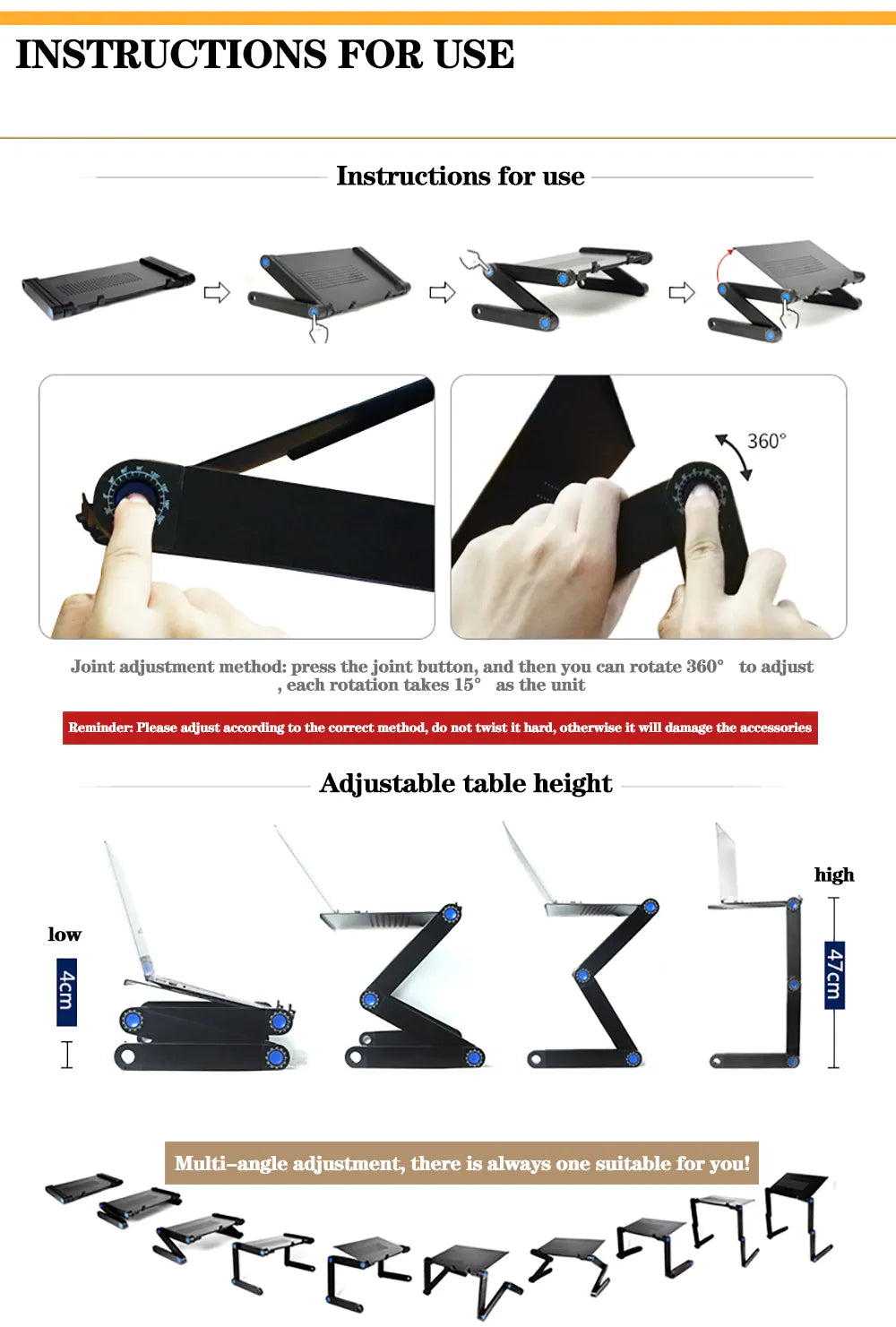 Adjustable Laptop Stand with Mouse Pad - Wholesalus