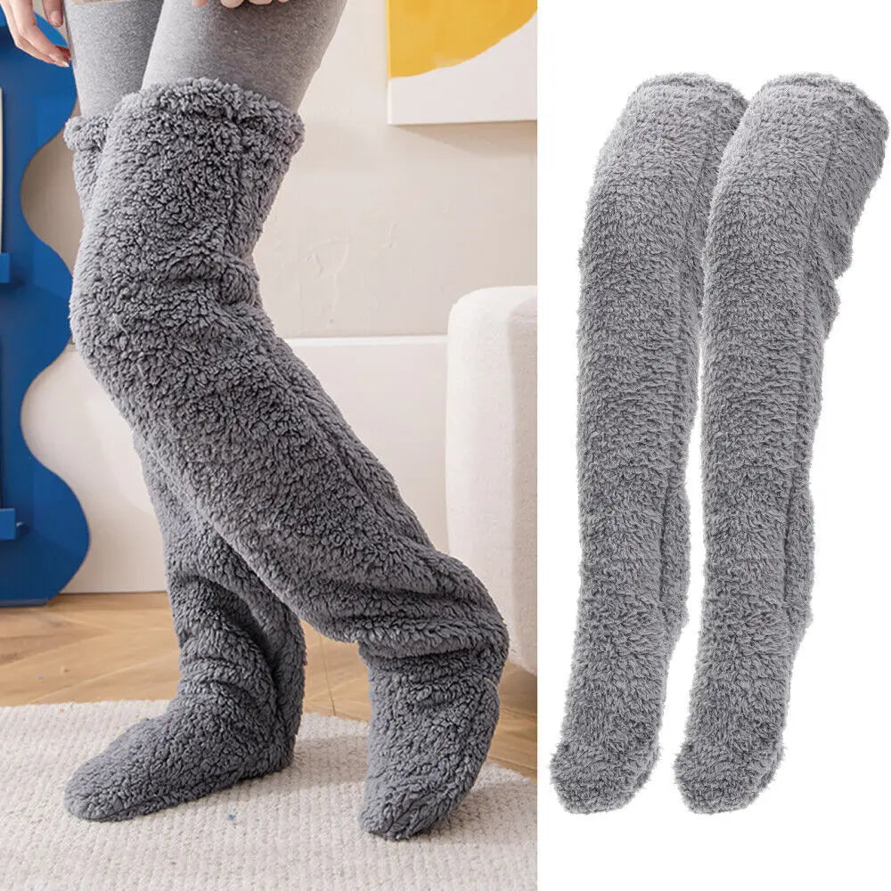 Over Knee High Fuzzy Socks - Wholesalus
