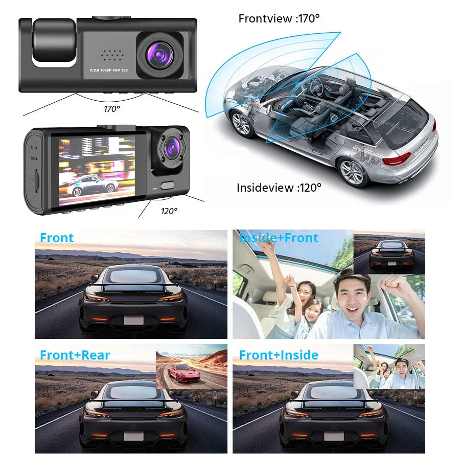 Three Channel Car HD DashCam - Wholesalus