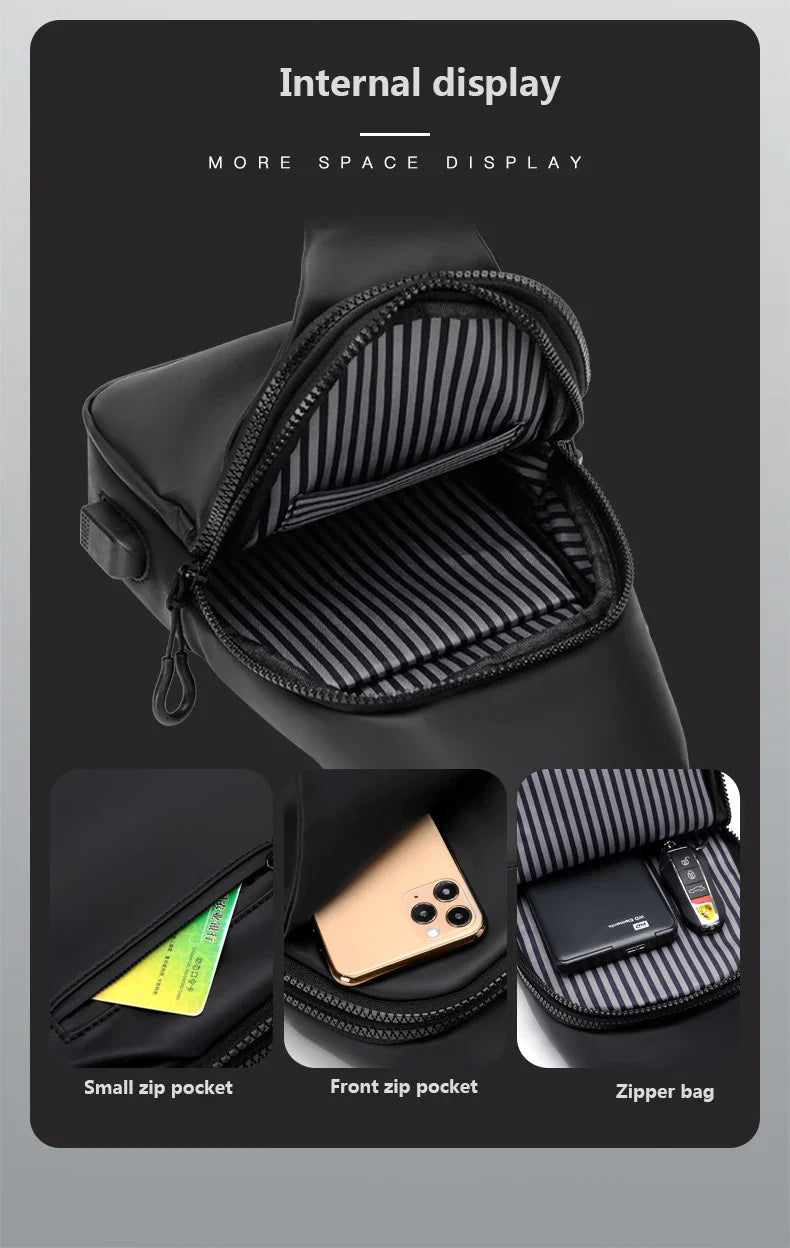 Waterproof Chest Bag with USB Charging Interface - Wholesalus