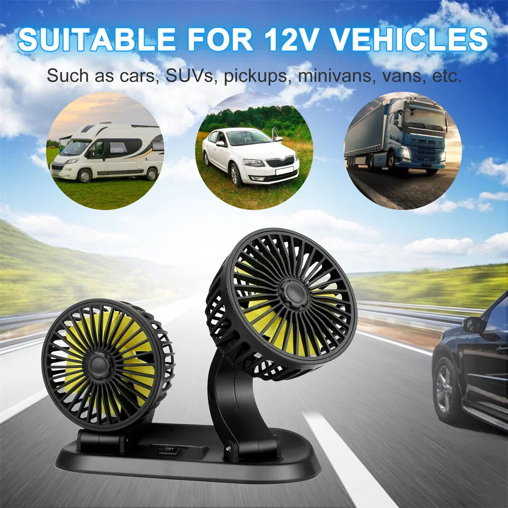 Portable Dual Head Car Air Cooling Fan - Wholesalus