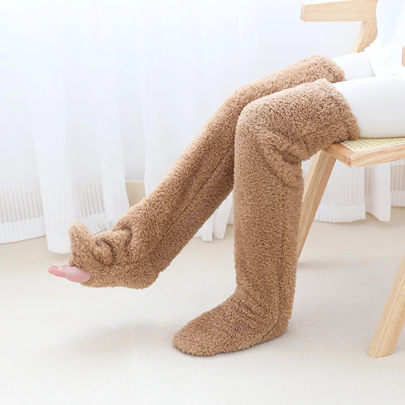 Over Knee High Fuzzy Socks - Wholesalus