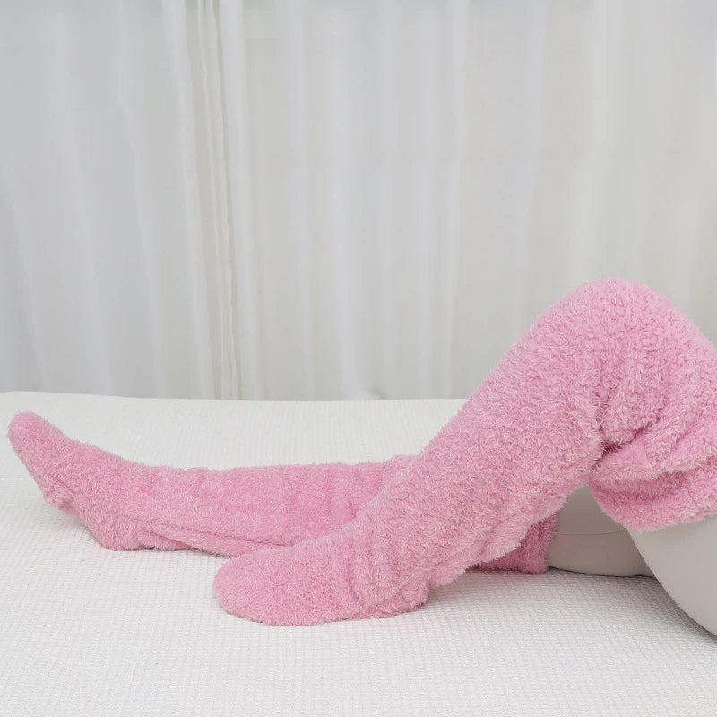 Over Knee High Fuzzy Socks - Wholesalus