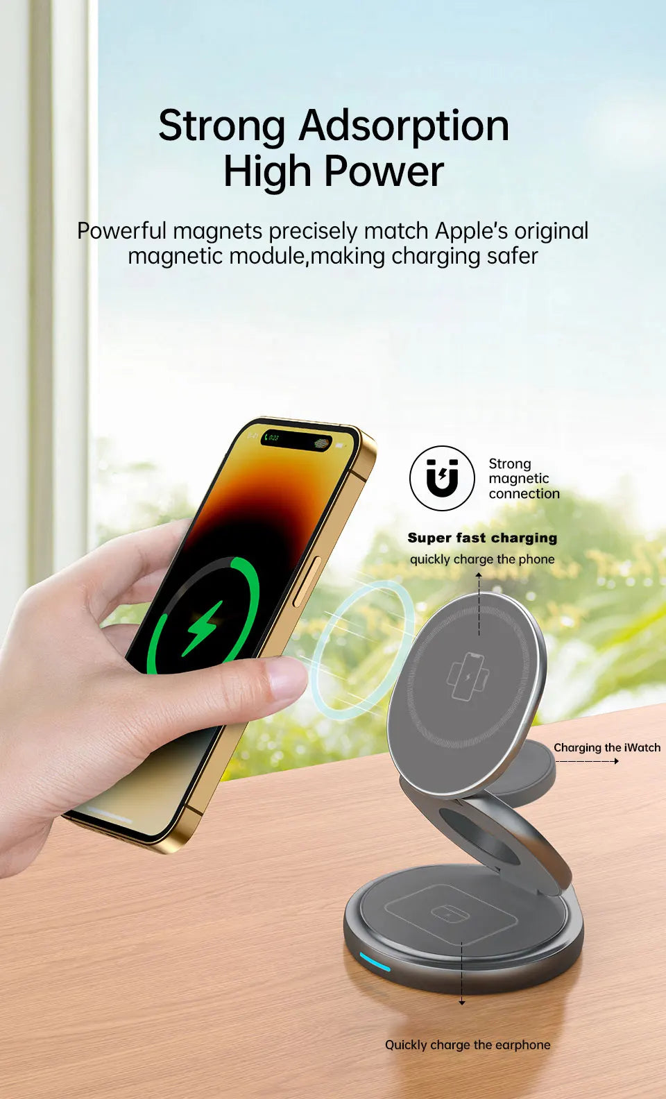 3 in 1 Foldable Magnetic Wireless Charger - Wholesalus