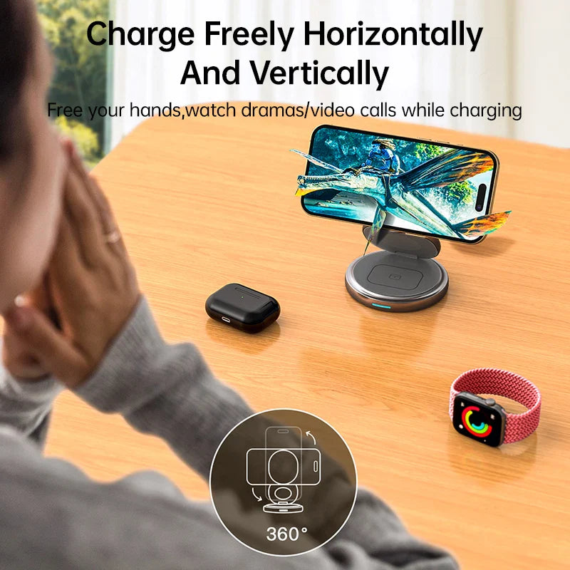 3 in 1 Foldable Magnetic Wireless Charger - Wholesalus