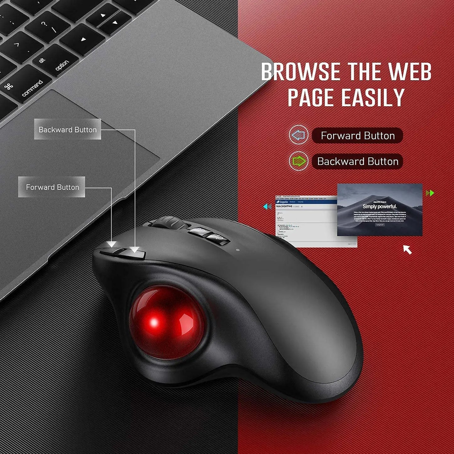Ergonomic Wireless Trackball Mouse - Wholesalus