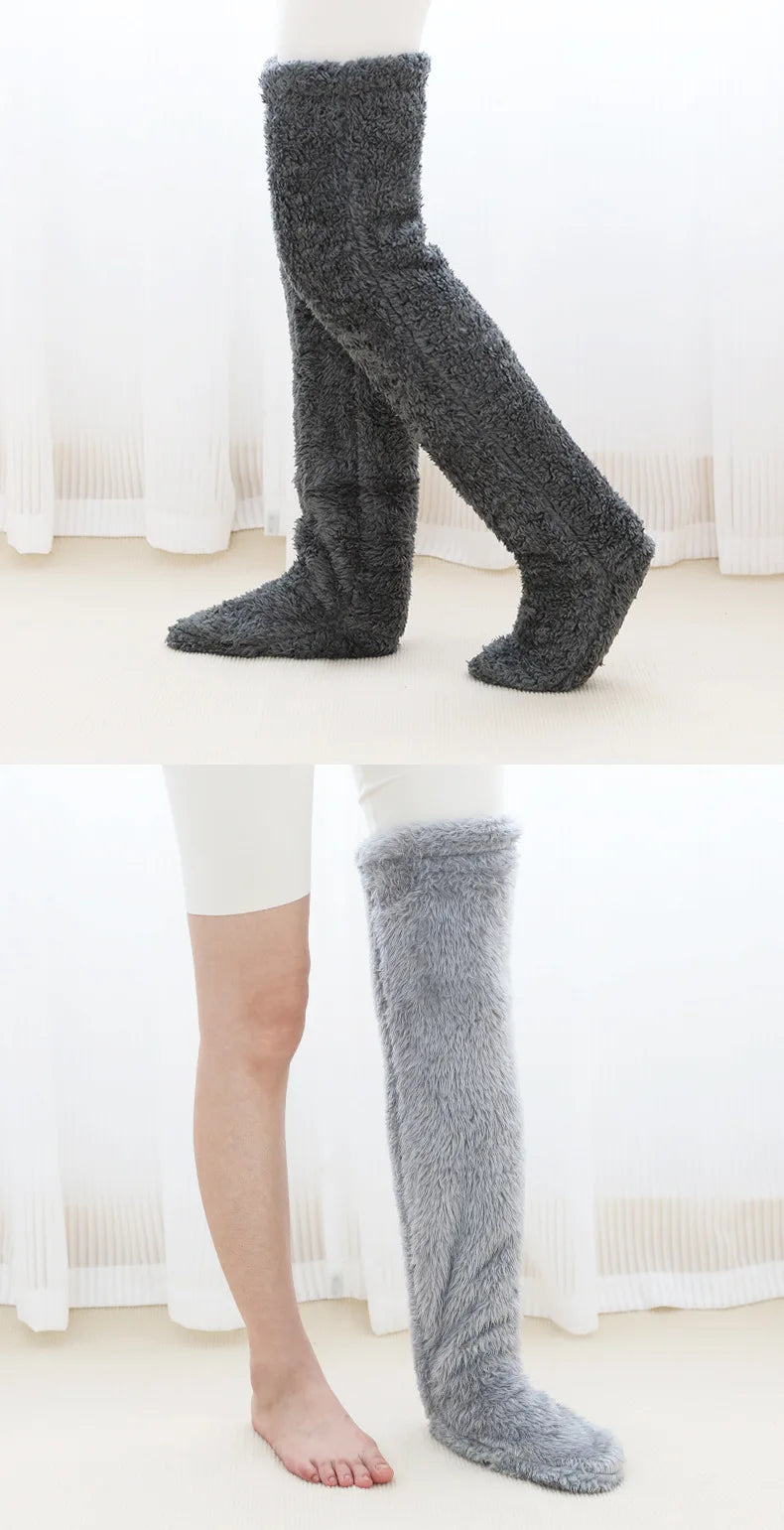 Over Knee High Fuzzy Socks - Wholesalus