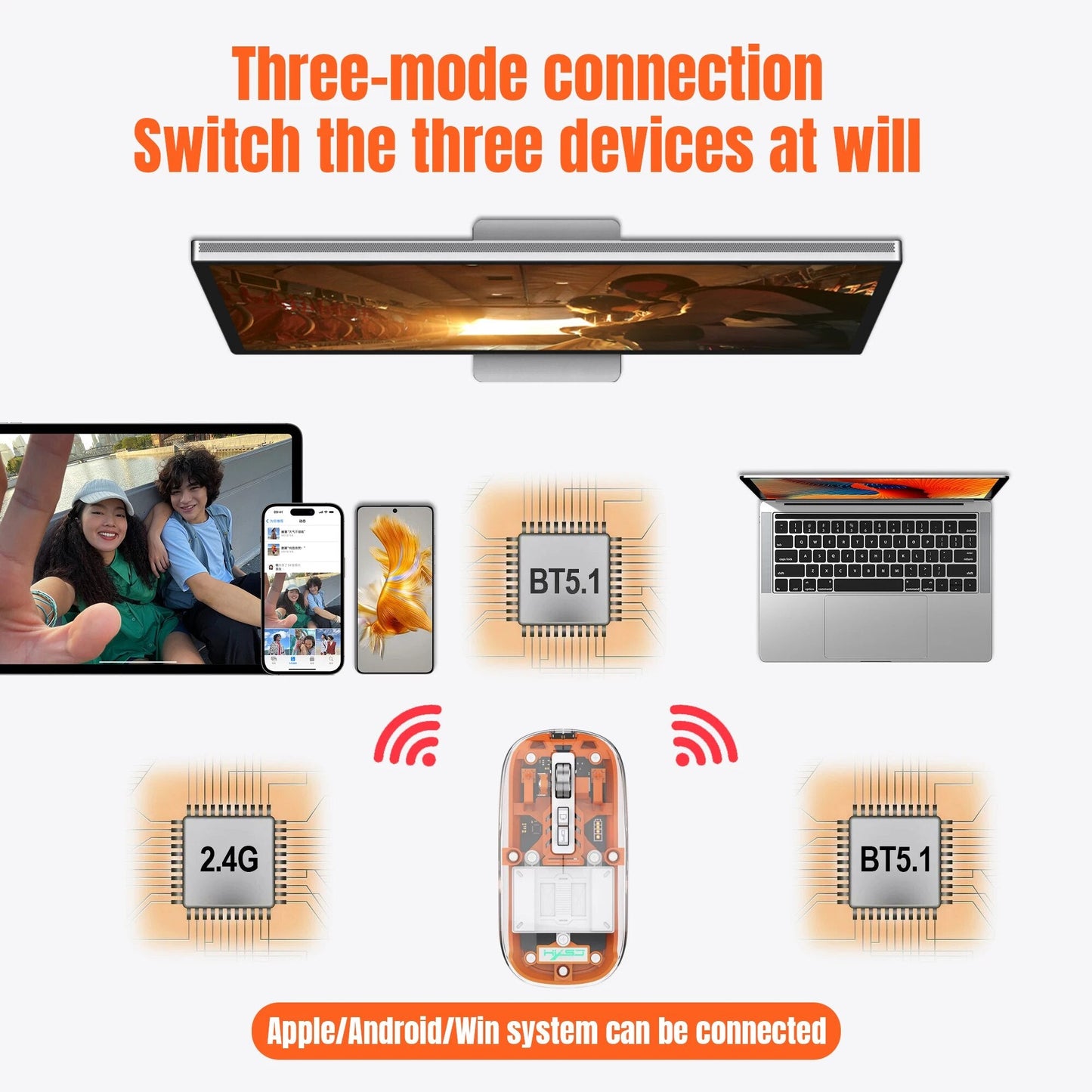 Transparent Wireless Bluetooth Mouse - Wholesalus