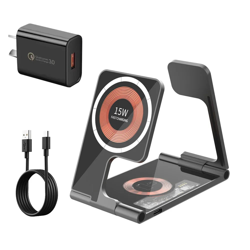 3 in 1 Foldable Magsafe Wireless Charger - Wholesalus