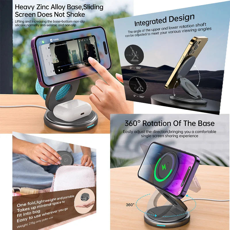 3 in 1 Foldable Magnetic Wireless Charger - Wholesalus