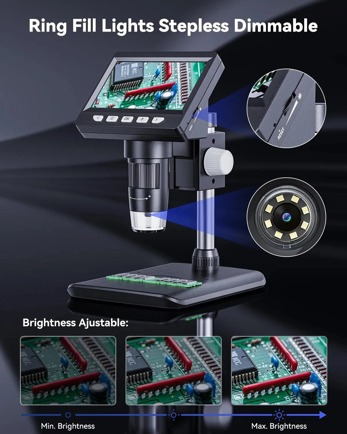 LCD Digital Microscope With Stand - Wholesalus