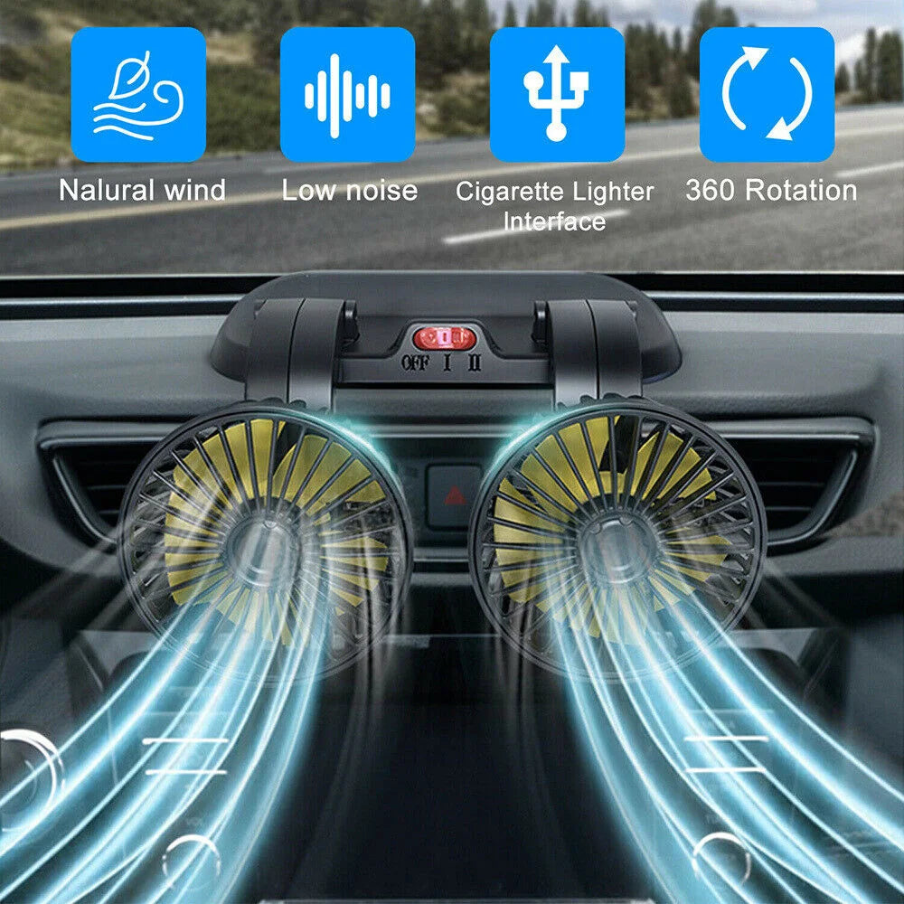 Portable Dual Head Car Air Cooling Fan - Wholesalus
