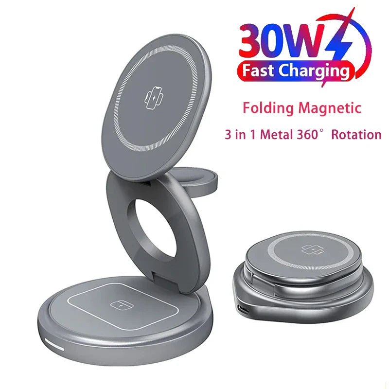 3 in 1 Foldable Magnetic Wireless Charger - Wholesalus