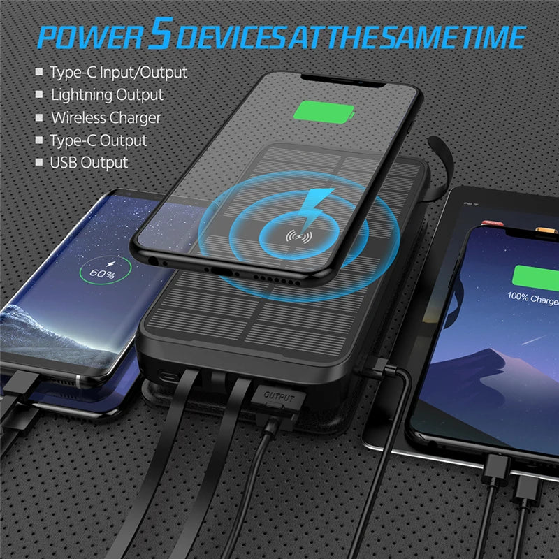 Multifunctional Solar Power Bank Quick Wireless Charger - Wholesalus