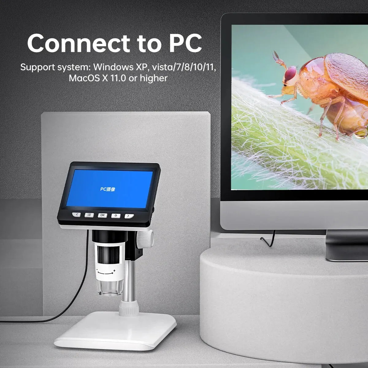 LCD Digital Microscope With Stand - Wholesalus