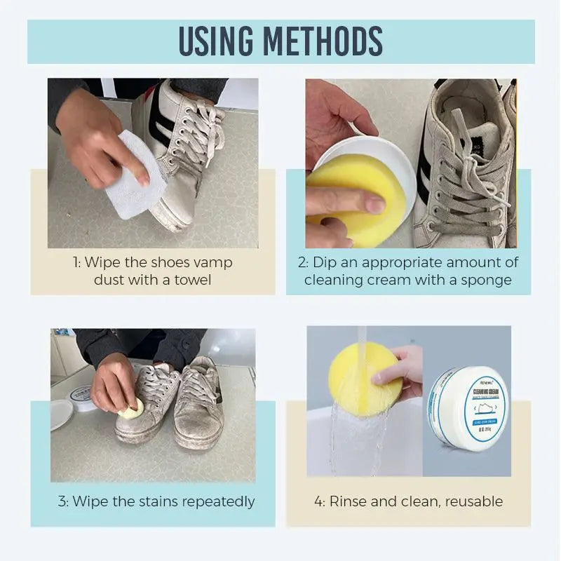 Shoe Whitening Cream With Wipe Sponge - Wholesalus