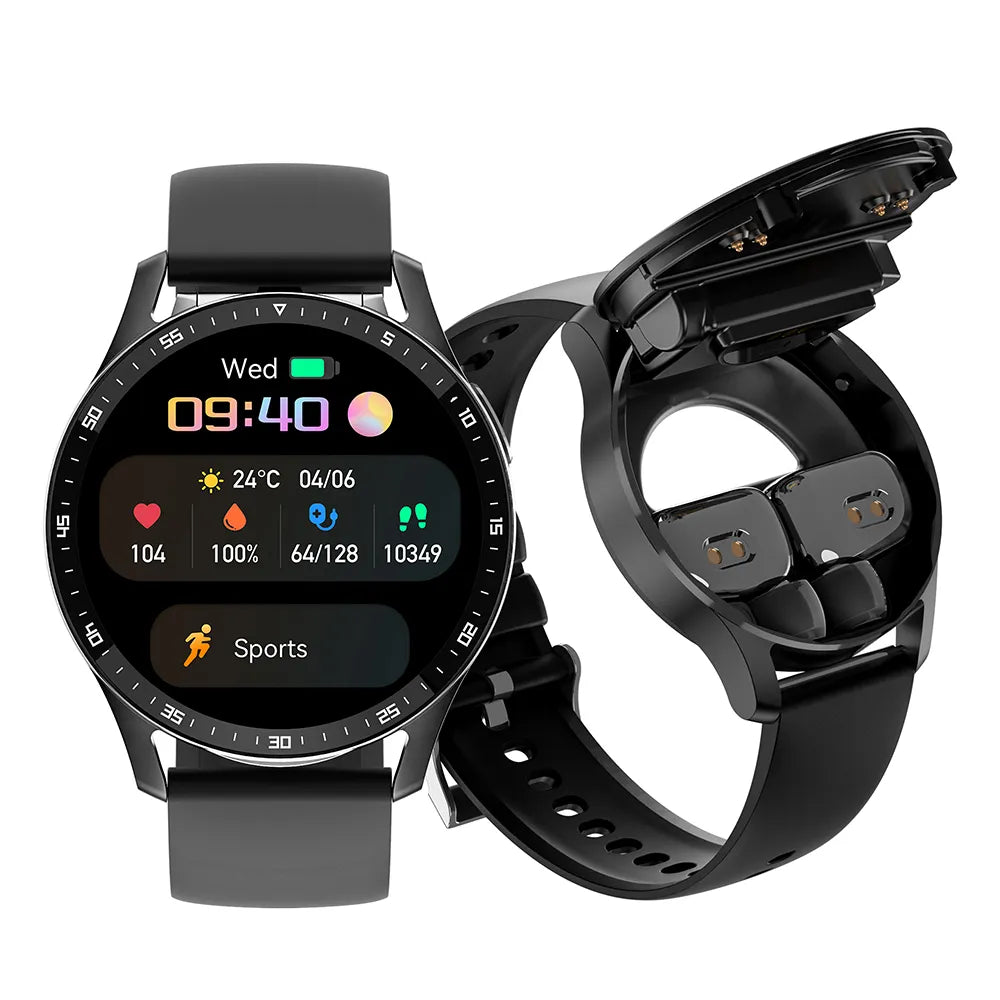 Two In One  Smart Watch With Bluetooth Earbuds - Wholesalus