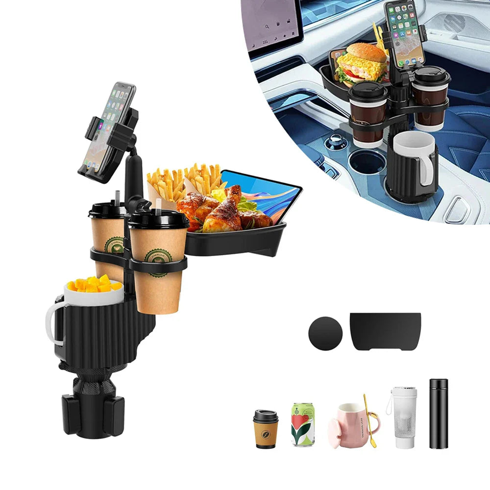 3 In 1 Adjustable Car Cup Tray with Phone Holder - Wholesalus