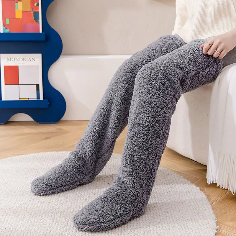 Over Knee High Fuzzy Socks - Wholesalus