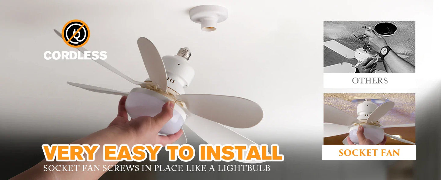 Socket Ceiling Fan with Light - Wholesalus