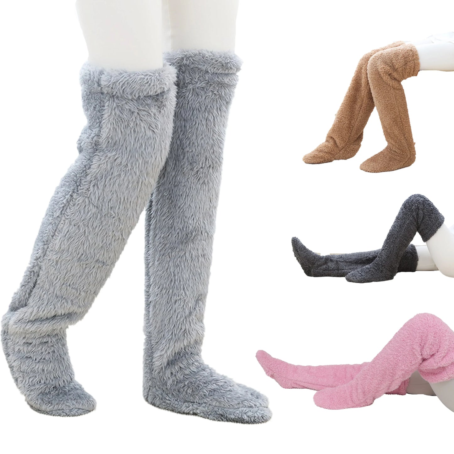 Over Knee High Fuzzy Socks - Wholesalus