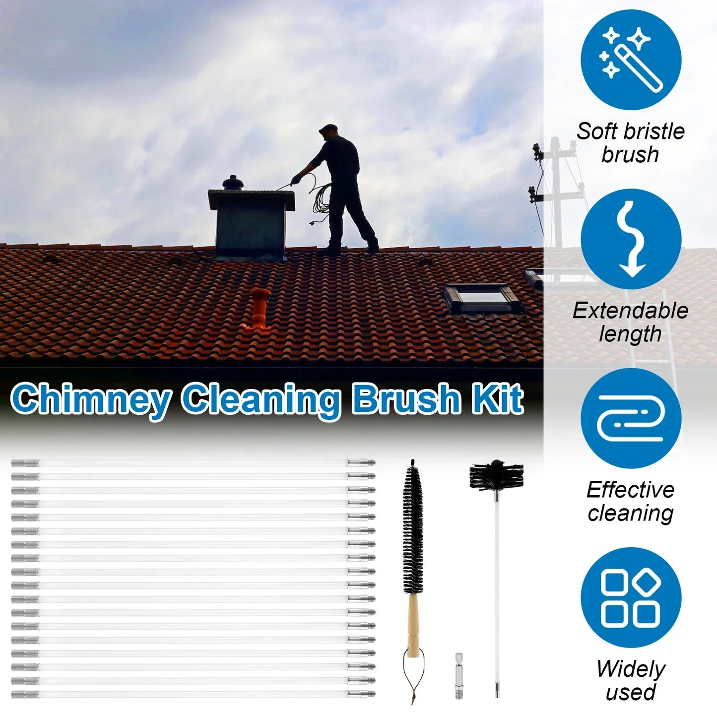 Chimney Cleaning Brush Kit - Wholesalus