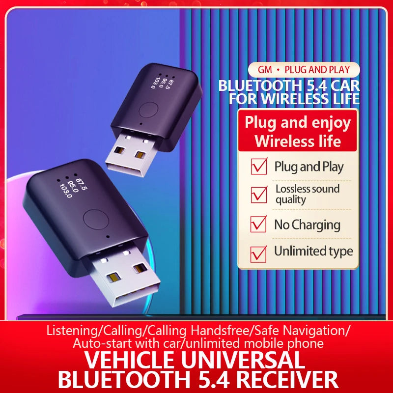 Car USB Bluetooth 5.4 Transmitter Receiver - Wholesalus