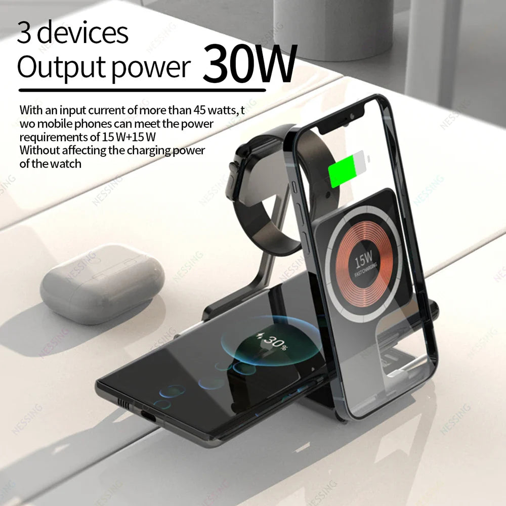3 in 1 Foldable Magsafe Wireless Charger - Wholesalus