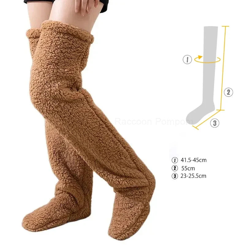 Over Knee High Fuzzy Socks - Wholesalus