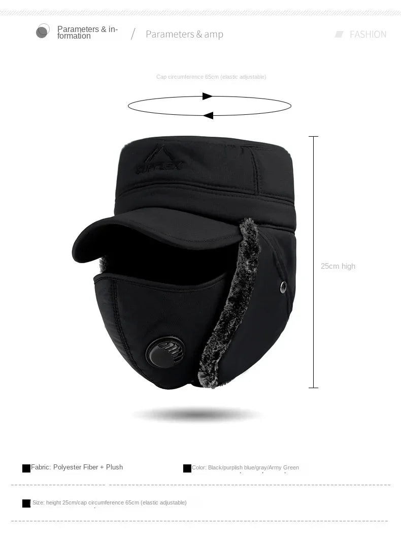 3 In 1 Thermal Face Mask Earmuffs Cap - Wholesalus