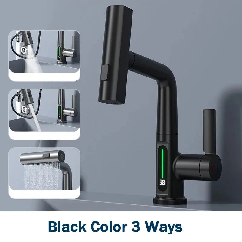 Multifunctional Digital Display Pull-out Faucet - Wholesalus