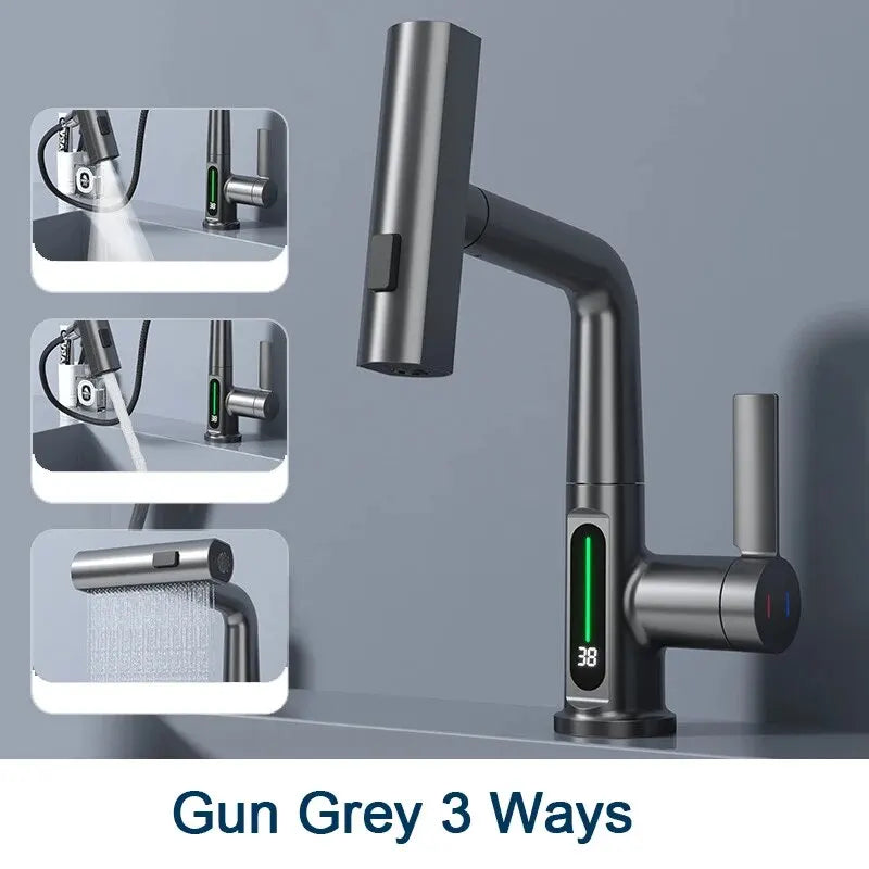 Multifunctional Digital Display Pull-out Faucet - Wholesalus