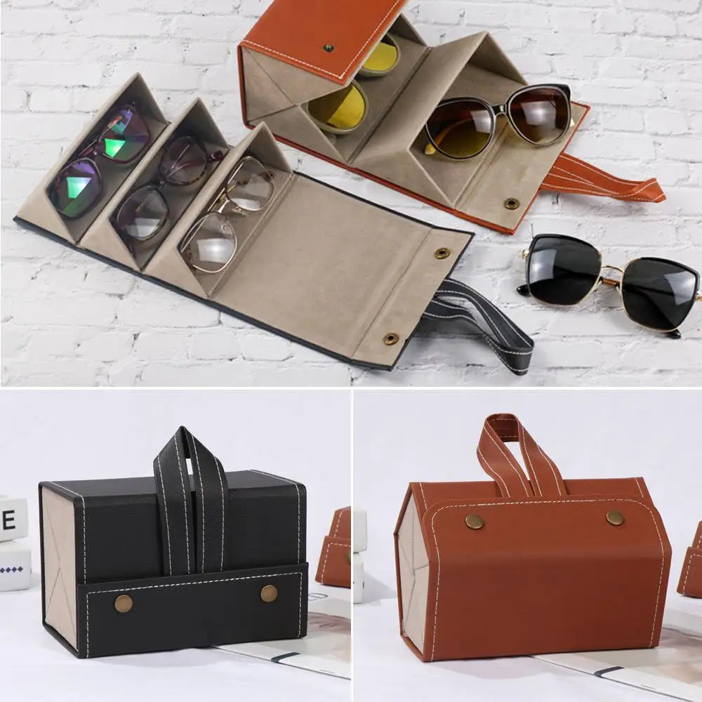 Foldable Leather Sunglasses Case - Wholesalus